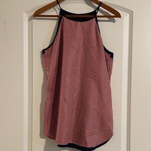 3/$15 or 5/$20 Ann Taylor Red Patterned Halter Camisole with Navy Trim